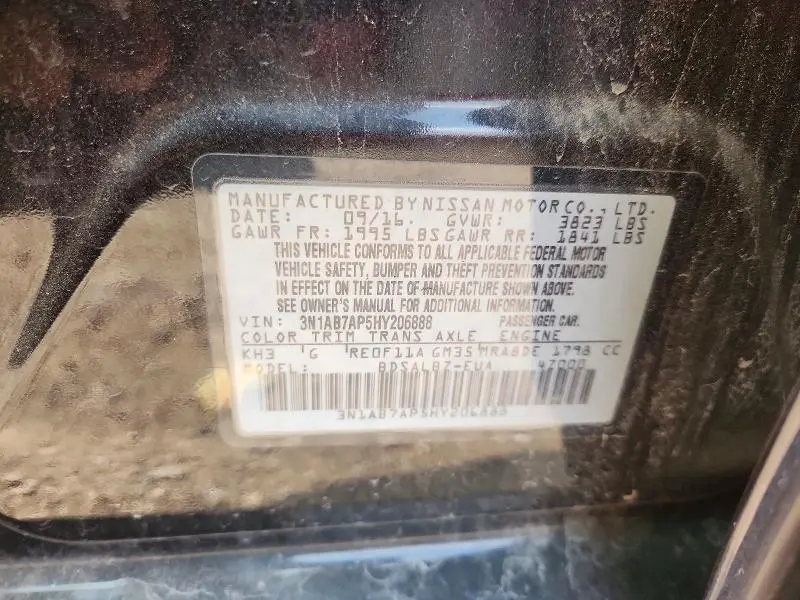 2017 NISSAN SENTRA S  