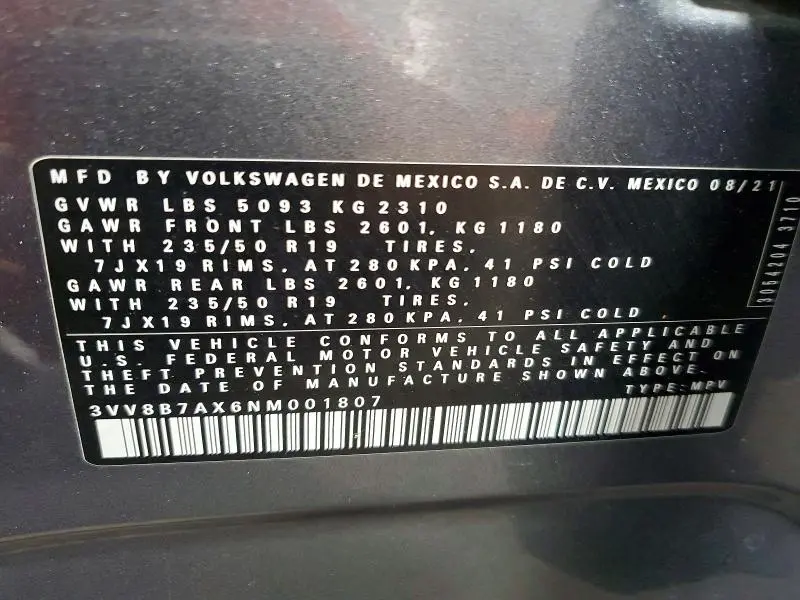 2022 VOLKSWAGEN TIGUAN SE R-LINE BLACK  