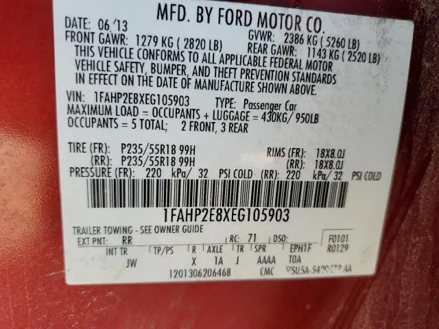 2014 FORD TAURUS SEL  