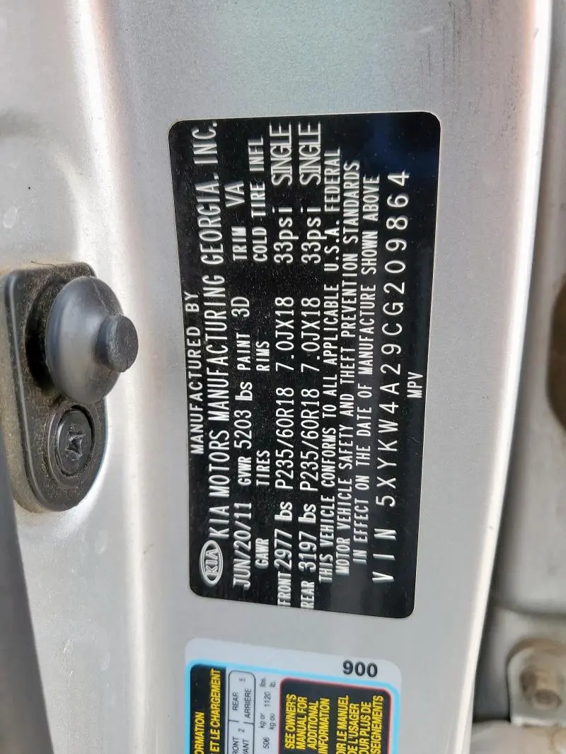 2012 KIA SORENTO SX  