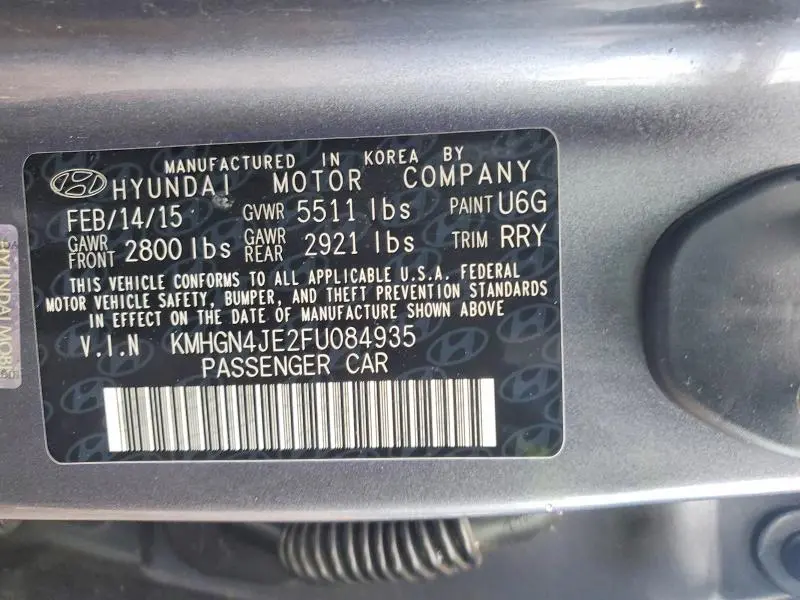 2015 HYUNDAI GENESIS 3.8L  