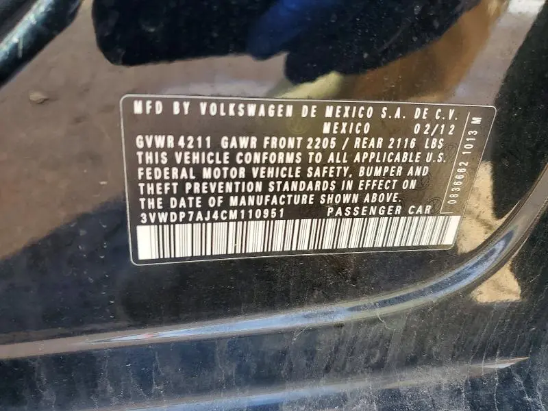 2012 VOLKSWAGEN JETTA SE  