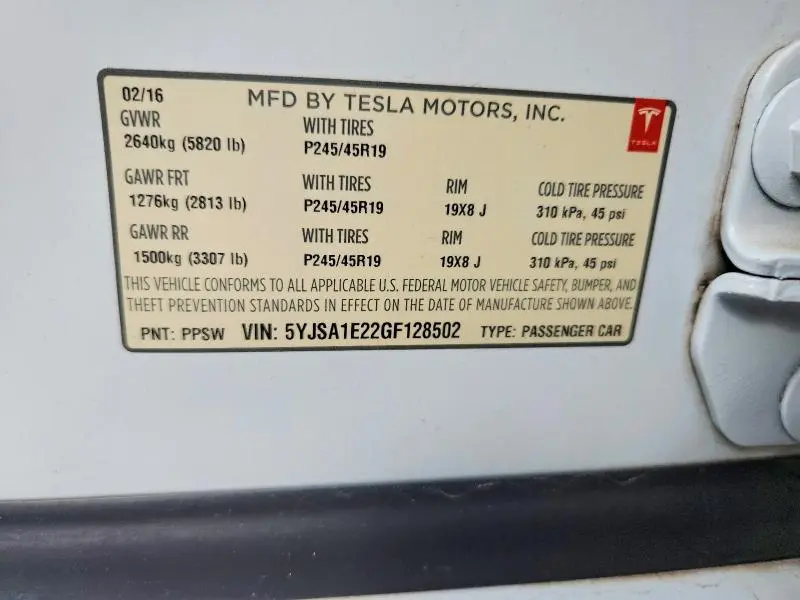 2016 TESLA MODEL S   