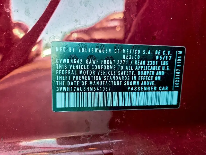 2017 VOLKSWAGEN GOLF ALLTRACK S  