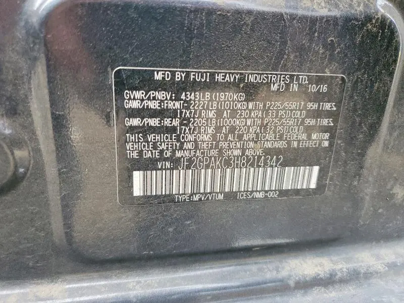 2017 SUBARU CROSSTREK LIMITED  