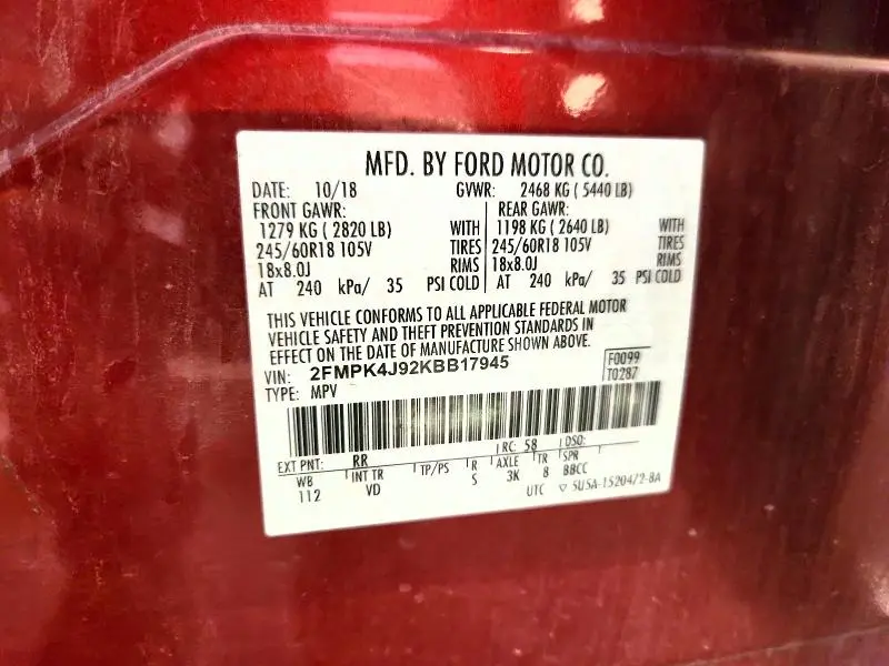 2019 FORD EDGE SEL  