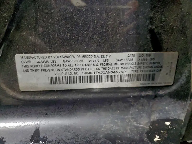 2010 VOLKSWAGEN JETTA WOLFSBURG  