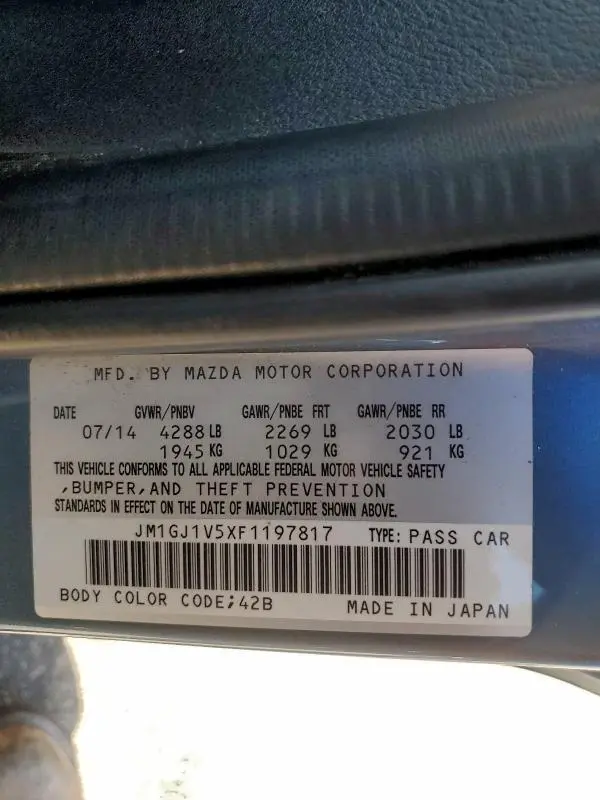 2015 MAZDA 6 TOURING  