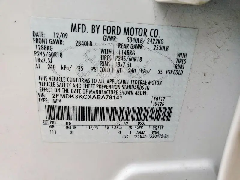 2010 FORD EDGE LIMITED  