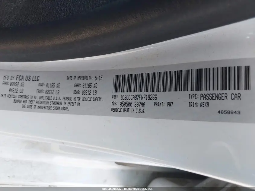 2015 CHRYSLER 200 LIMITED