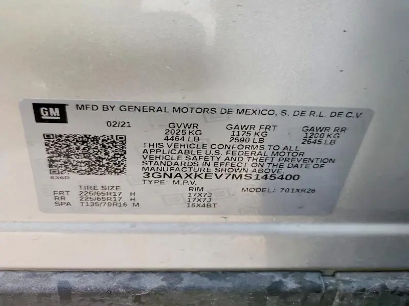 2021 CHEVROLET EQUINOX LT  