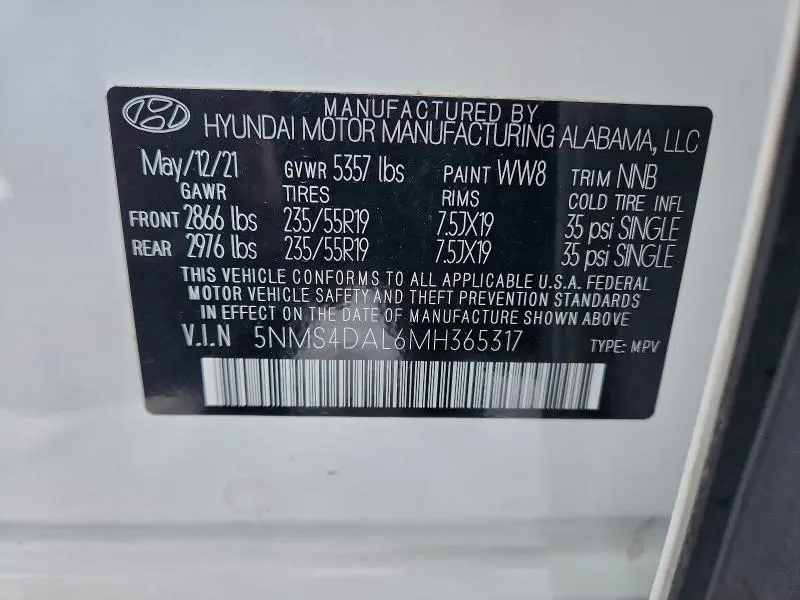 2021 HYUNDAI SANTA FE LIMITED  