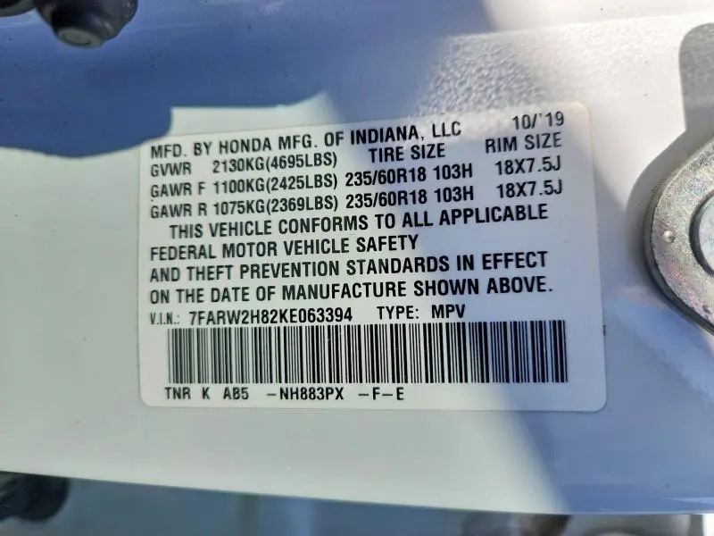2019 HONDA CR-V EXL  