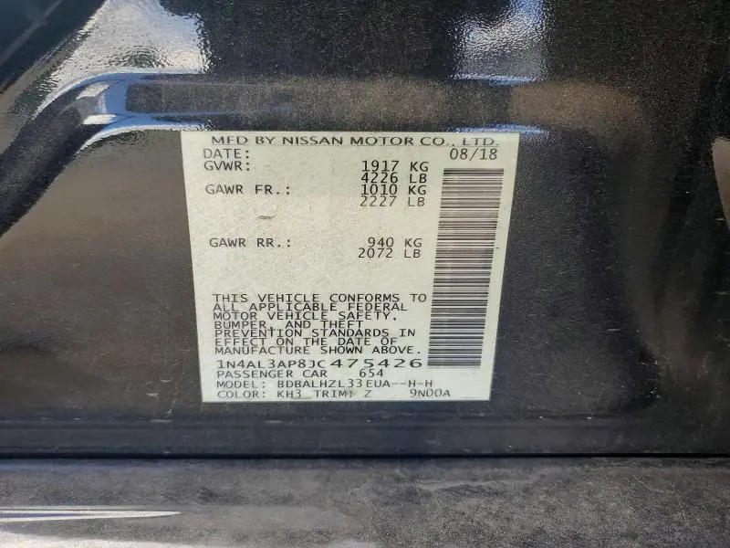 2018 NISSAN ALTIMA 2.5 SR  