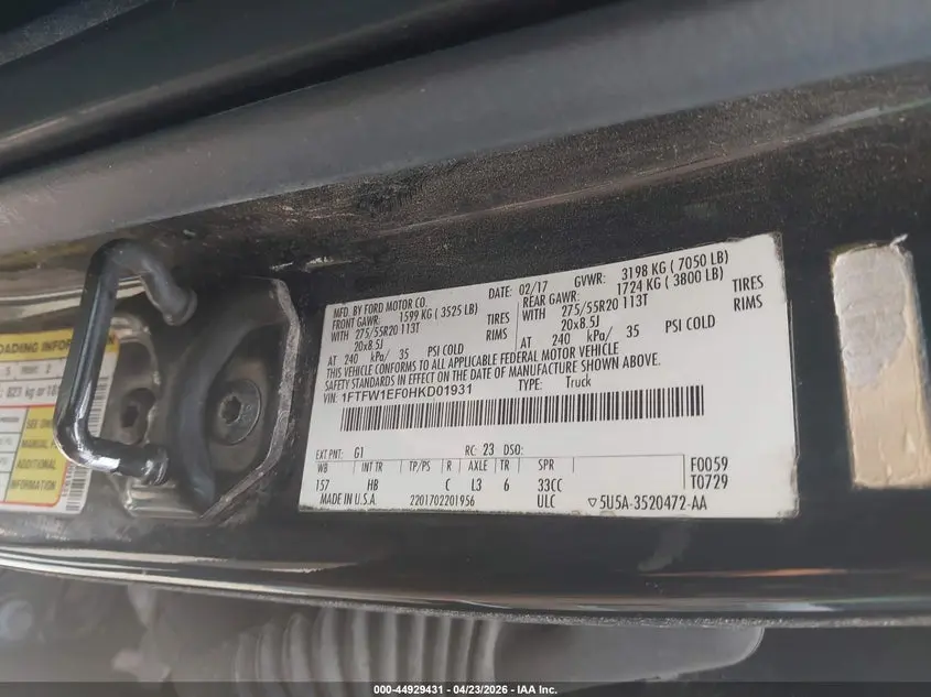 2017 FORD F-150 LARIAT