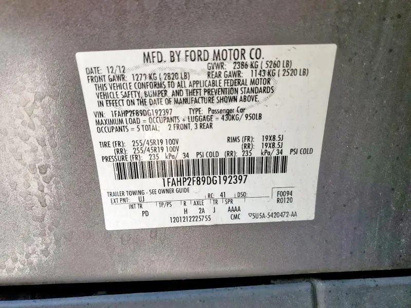 2013 FORD TAURUS LIMITED  