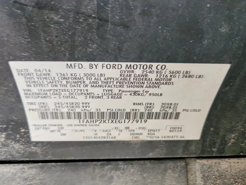 2014 FORD TAURUS SHO  