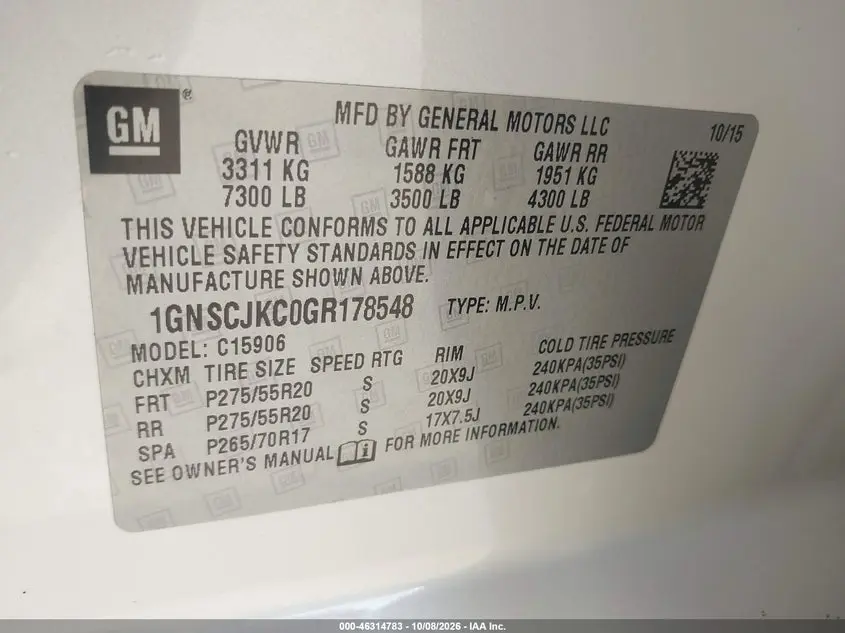 2016 CHEVROLET SUBURBAN LTZ