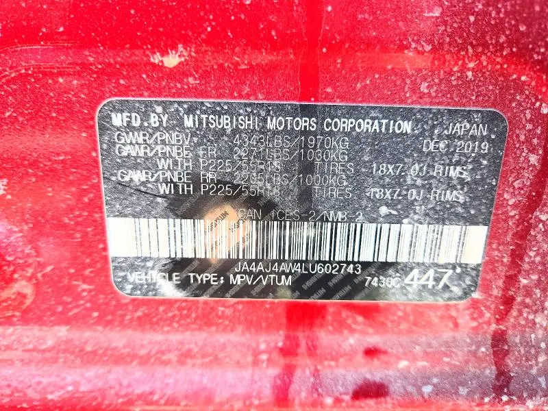 2020 MITSUBISHI RVR SE  