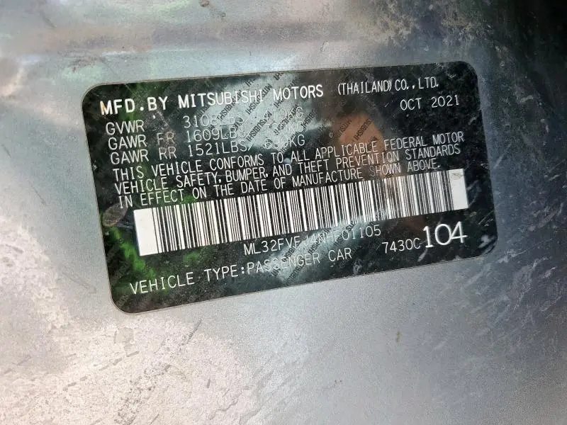 2022 MITSUBISHI MIRAGE G4 SE  