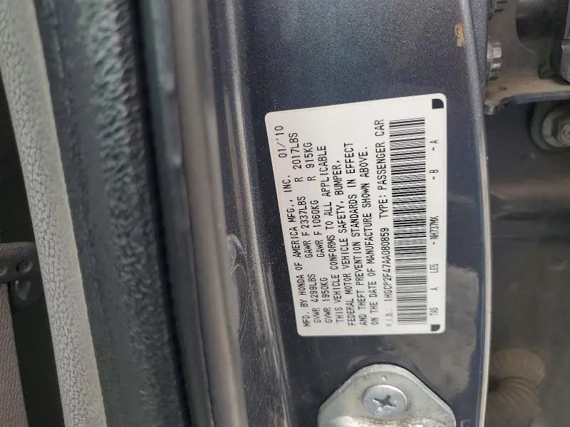 2010 HONDA ACCORD LXP  