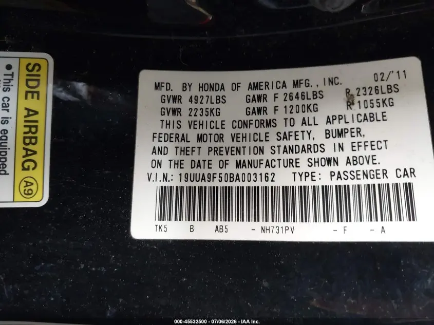 2011 ACURA TL 3.7