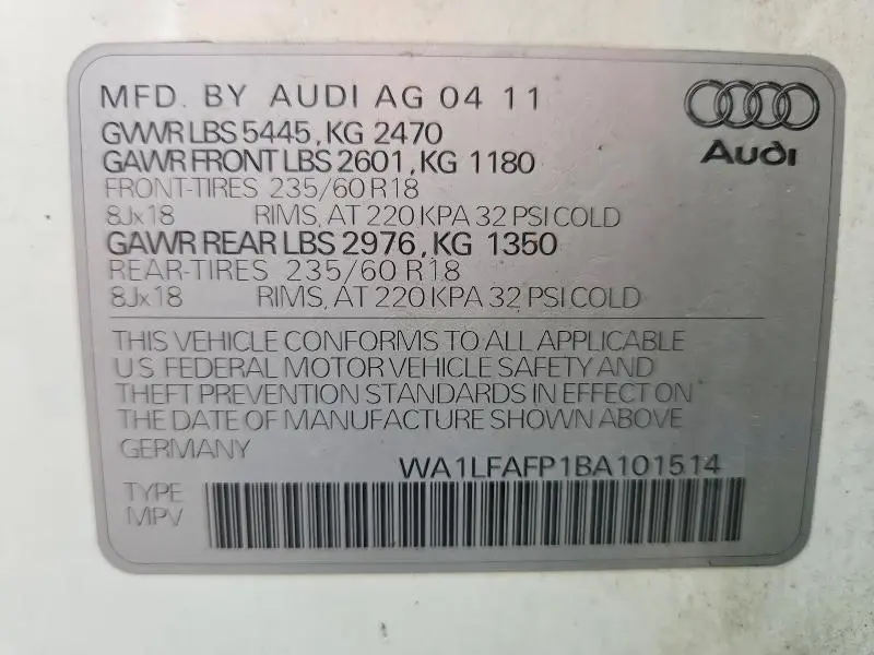 2011 AUDI Q5 PREMIUM PLUS  