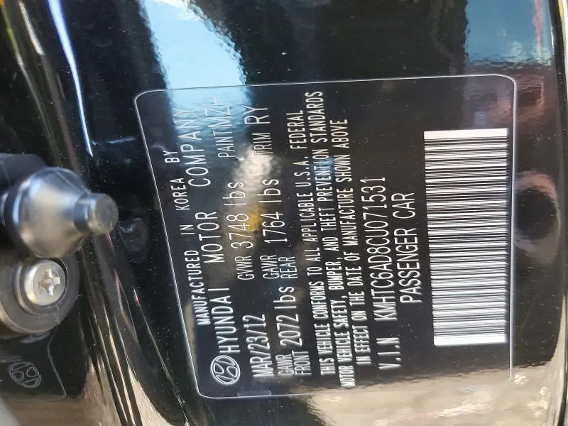 2012 HYUNDAI VELOSTER BASE  