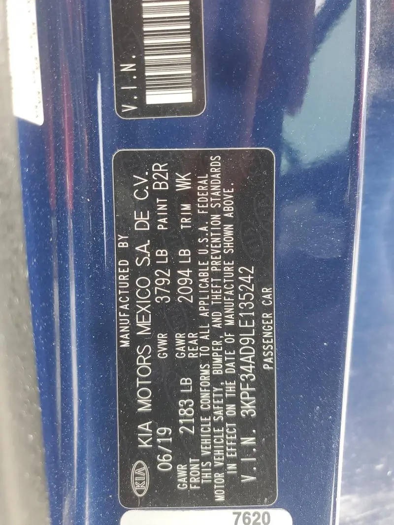 2020 KIA FORTE GT LINE  