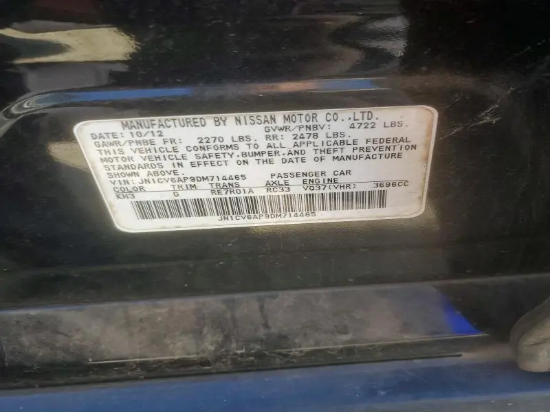 2013 INFINITI G37 BASE  