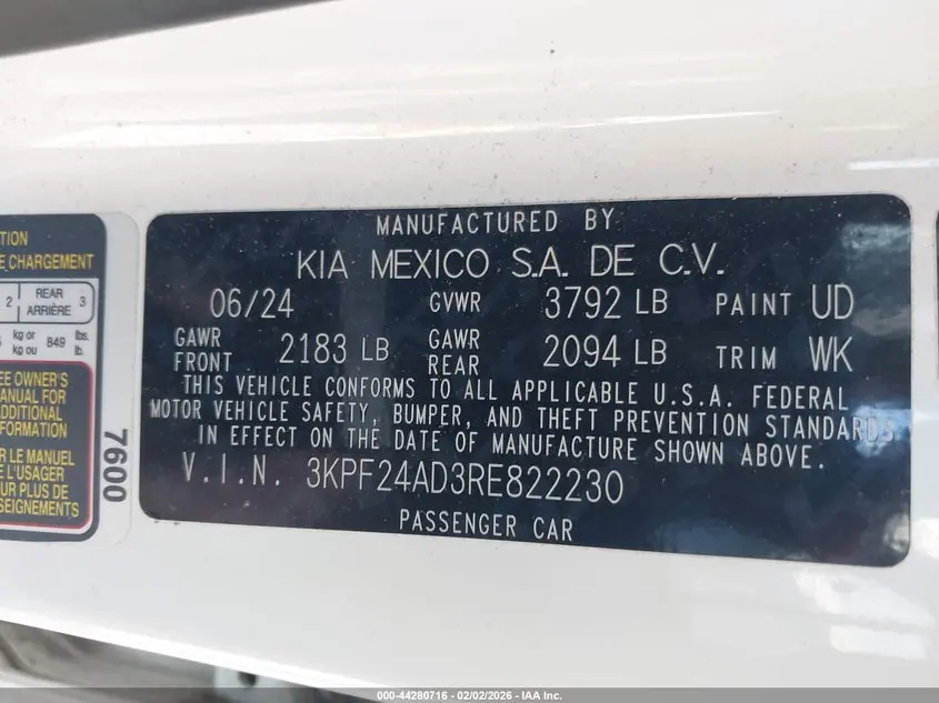 2024 KIA FORTE LX