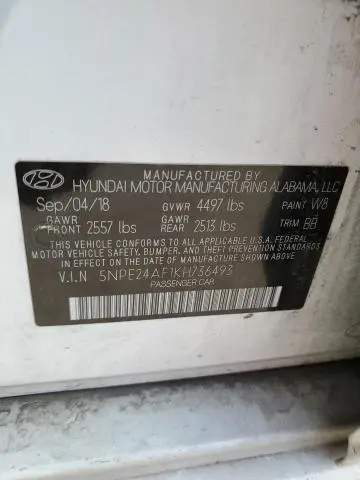 2019 HYUNDAI SONATA SE