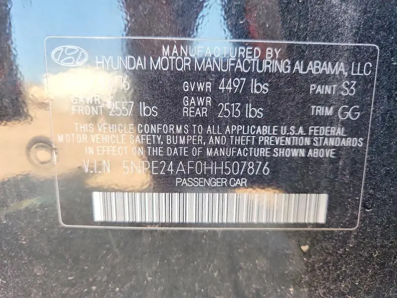 2017 HYUNDAI SONATA SE  
