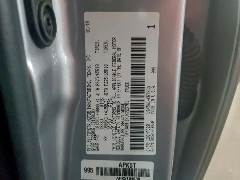 2018 TOYOTA TUNDRA DOUBLE CAB SR  