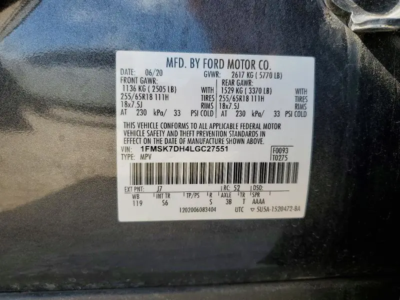 2020 FORD EXPLORER XLT  