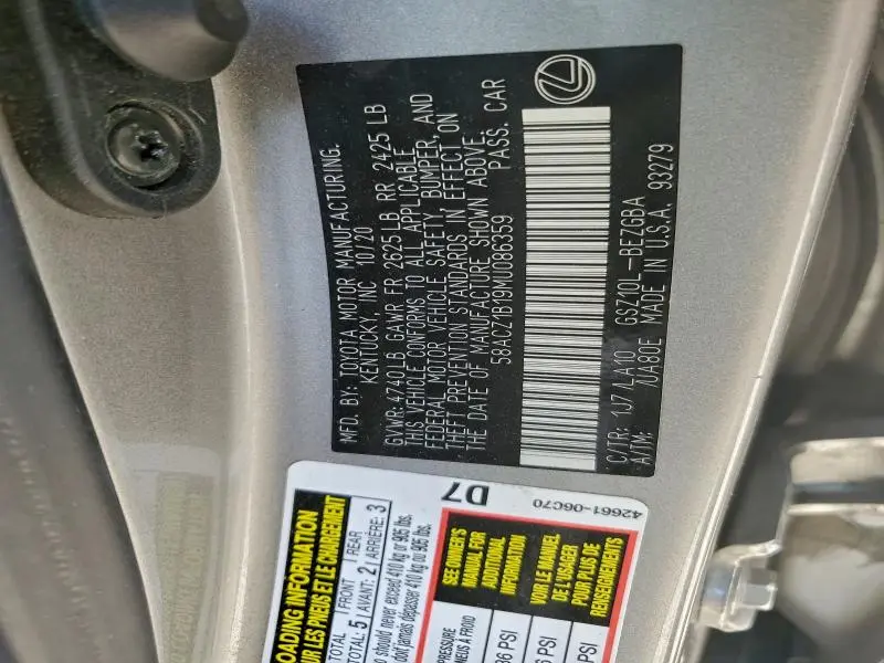 2021 LEXUS ES 350 BASE  