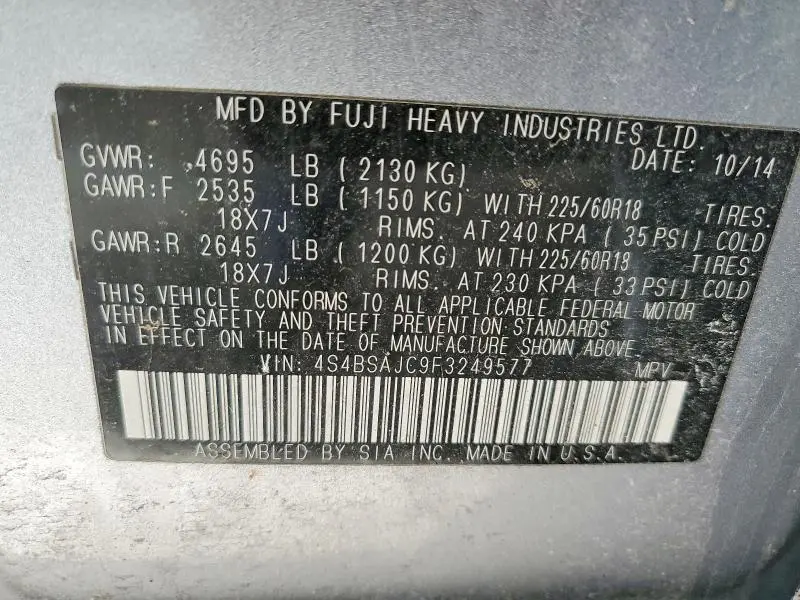 2015 SUBARU OUTBACK 2.5I LIMITED  