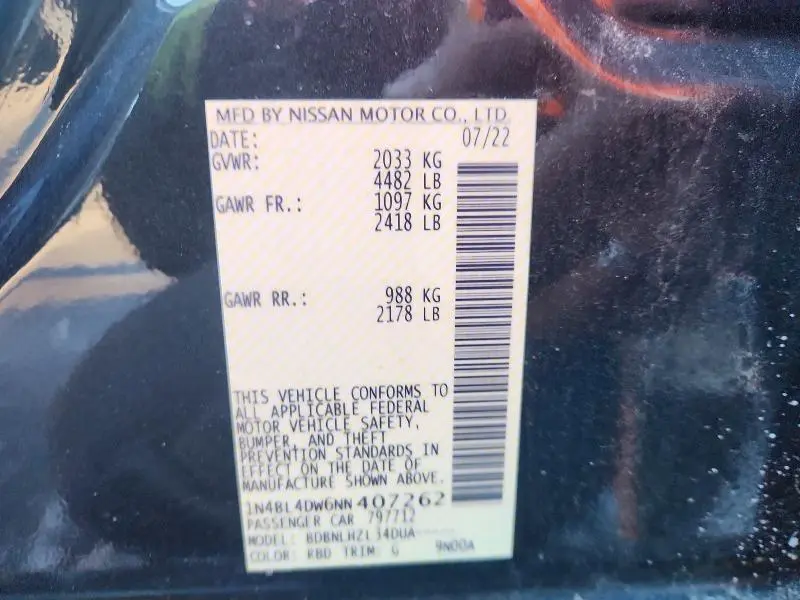 2022 NISSAN ALTIMA SV  