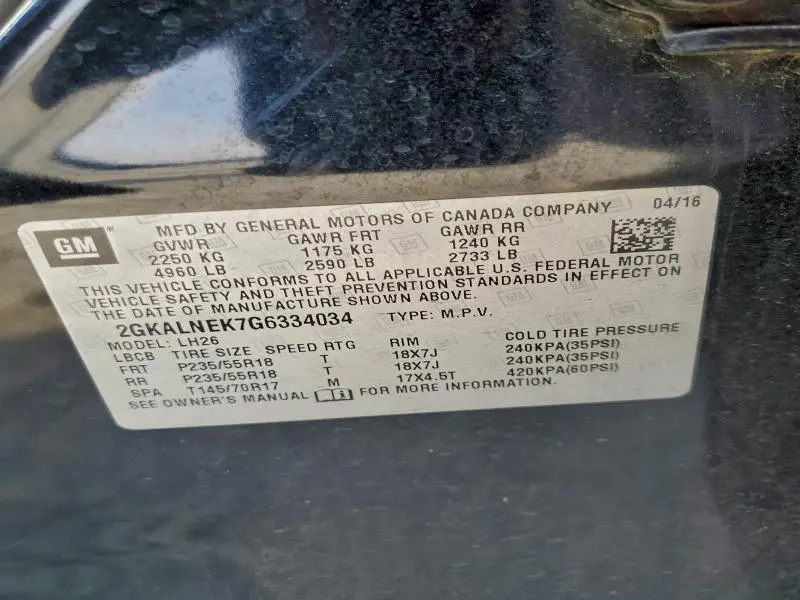 2016 GMC TERRAIN SLE  