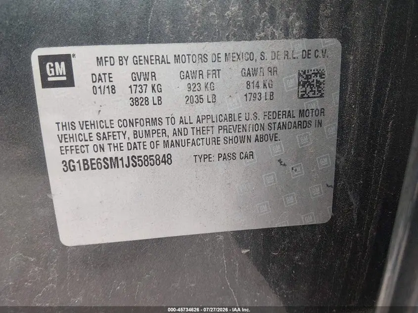 2018 CHEVROLET CRUZE LT AUTO