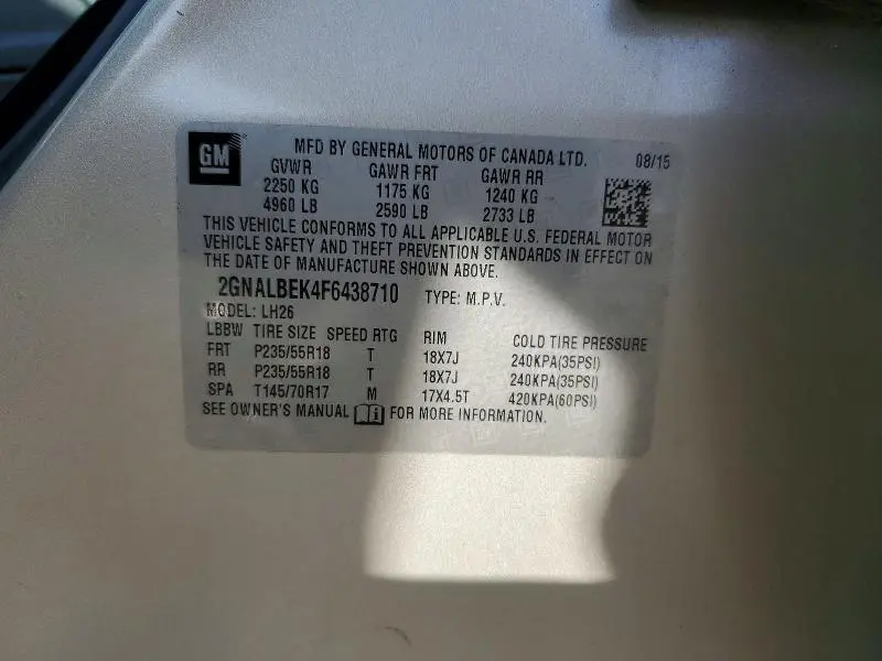 2015 CHEVROLET EQUINOX LT  