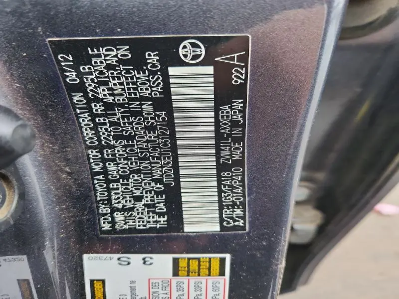 2012 TOYOTA PRIUS V   