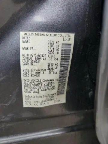 2019 NISSAN TITAN PLATINUM RESERVE  
