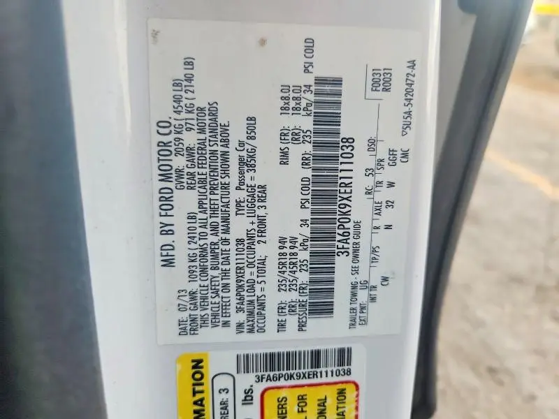 2014 FORD FUSION TITANIUM  