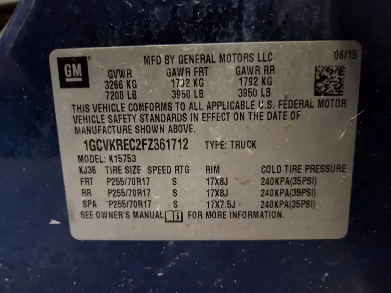 2015 CHEVROLET SILVERADO K1500 LT  