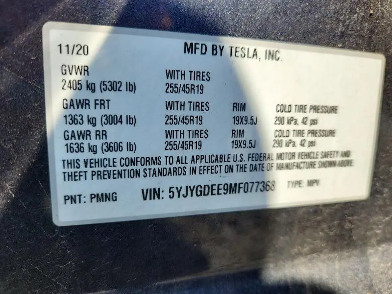 2021 TESLA MODEL Y   