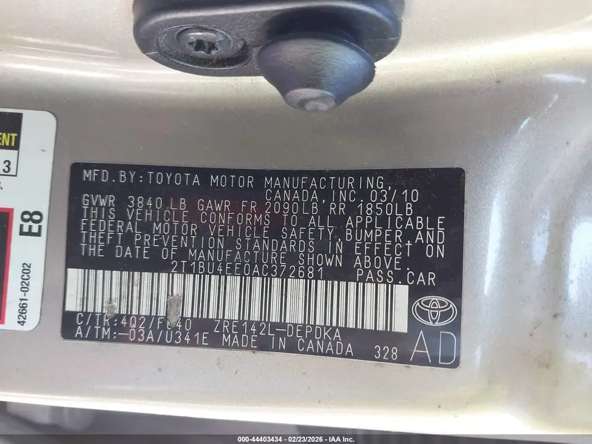 2010 TOYOTA COROLLA LE