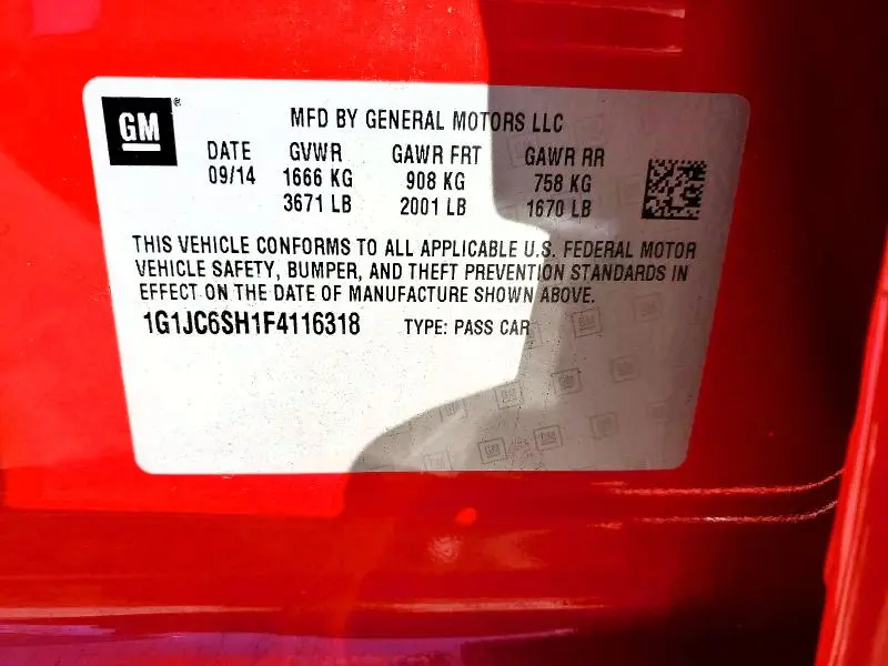 2015 CHEVROLET SONIC LT  