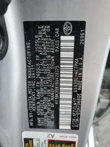 2011 TOYOTA AVALON BASE  