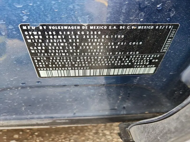 2019 VOLKSWAGEN TIGUAN SE  
